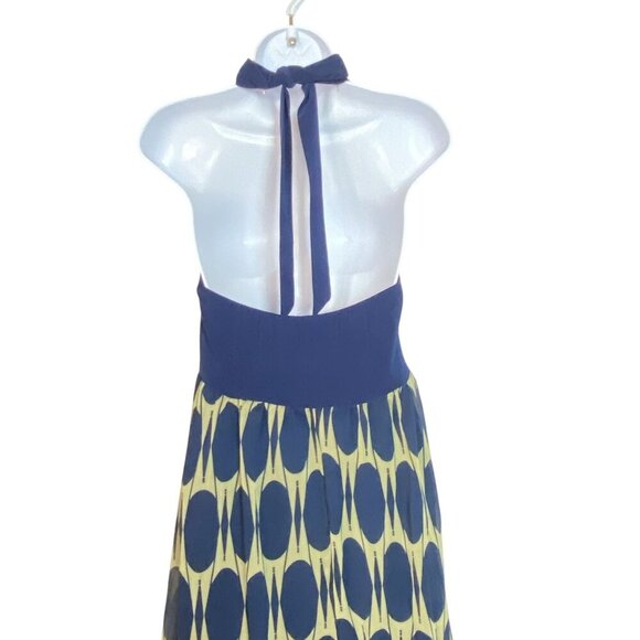 Charlotte Russe Blue & Green Halter Maxi Dress With Mid Century Modern Design - Picture 4 of 8